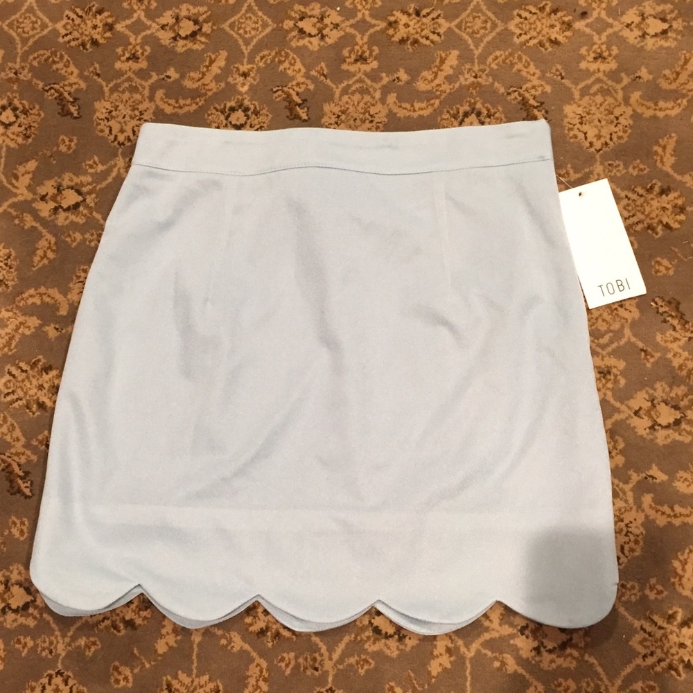 Tobi light blue scalloped edge skirt